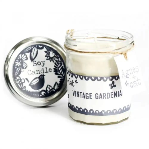 Sojakerze im Einmachglas – Vintage Gardenie