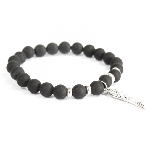 Engelsflügel / Schwarzer Achat – Edelsteinarmband