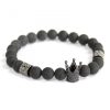 Kristallkrone / Schwarzer Achat – Edelsteinarmband