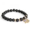 Hamsa / Schwarzer Achat - Edelsteinarmband