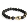 Goldene Hamsa / Lavastein – Edelsteinarmband