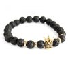 Goldene Krone / Lavastein – Edelsteinarmband