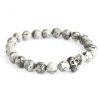 Zink Schädel / Grauer Achat - Edelsteinarmband