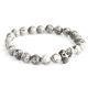 Zink Schädel / Grauer Achat - Edelsteinarmband