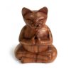 Geschnitzter Holz-Räucherhalter – Große Yoga-Katze