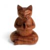 Geschnitzter Holz-Räucherhalter – Mittelgroße Yoga-Katze  