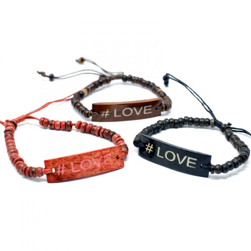 Kokosnuss-Armbänder mit Slogan – #Love