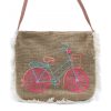 Fransentasche mit gesticktem Fahrrad
