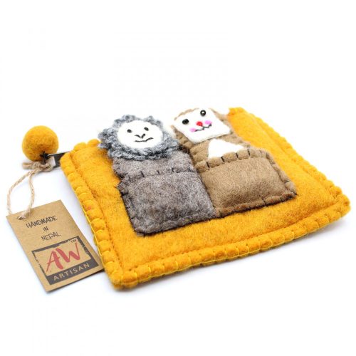 Beutel mit Fingerpuppen - Bär und Schaf