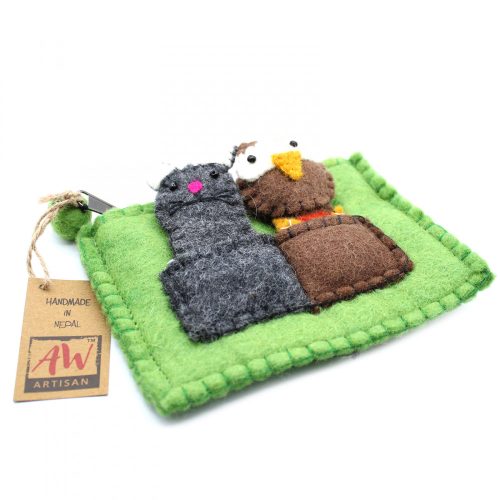 Beutel mit Fingerpuppen - Eule und Katze