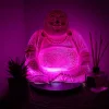 Nevető Buddha lámpa – repedezett hatás, rózsaszín– kerek talp
