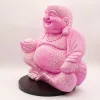 Nevető Buddha lámpa – repedezett hatás, rózsaszín– kerek talp