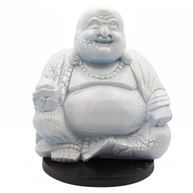   Nevető Buddha lámpa – repedezett hatás, kék– kerek talp