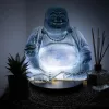 Nevető Buddha lámpa – repedezett hatás, kék– kerek talp