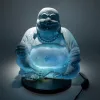 Nevető Buddha lámpa – repedezett hatás, kék– kerek talp