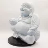 Nevető Buddha lámpa – repedezett hatás, kék– kerek talp