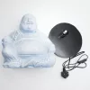 Nevető Buddha lámpa – repedezett hatás, kék– kerek talp
