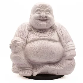   Nevető Buddha lámpa – repedezett hatás, lila– kerek talp