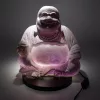 Nevető Buddha lámpa – repedezett hatás, lila– kerek talp