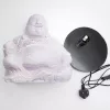 Nevető Buddha lámpa – repedezett hatás, lila– kerek talp