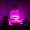 Ülő Buddha lámpa – repedezett hatás, rózsaszín– ovális talp