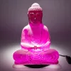 Ülő Buddha lámpa – repedezett hatás, rózsaszín– ovális talp