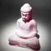 Ülő Buddha lámpa – repedezett hatás, rózsaszín– ovális talp