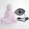 Ülő Buddha lámpa – repedezett hatás, rózsaszín– ovális talp