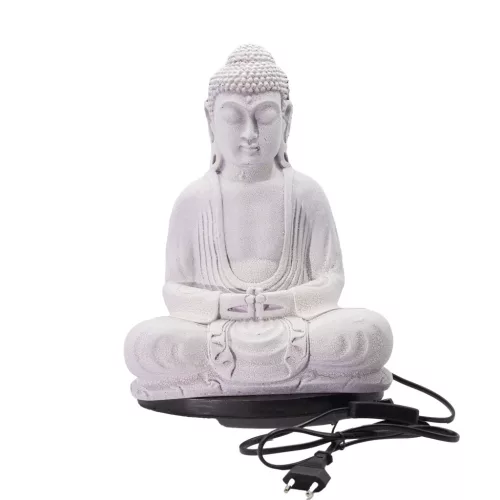 Ülő Buddha lámpa-repedezett hatás, lila-ovális talp