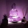 Ülő Buddha lámpa-repedezett hatás, lila-ovális talp