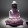Ülő Buddha lámpa-repedezett hatás, lila-ovális talp