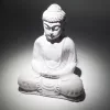 Ülő Buddha lámpa-repedezett hatás, lila-ovális talp