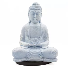 Ülő Buddha lámpa-repedezett hatás, kék-ovális talp