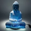 Ülő Buddha lámpa-repedezett hatás, kék-ovális talp