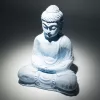 Ülő Buddha lámpa-repedezett hatás, kék-ovális talp