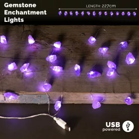 LED Fényfüzér Kristályokkal - Ametiszt