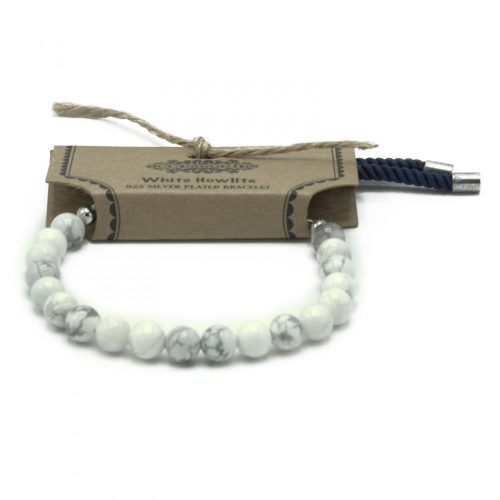 925 Versilbertes Edelstein-Armband – Weißer Howlith