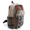 Großer Hanf Rucksack – Mit Taschen und Kordelzug  