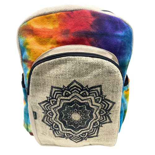 Batikmuster Hanf Rucksack – Groß, Mandala  