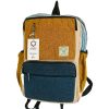 Großer Hanf Rucksack – Türkisgrün und Senf  
