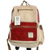 Großer Hanf Rucksack – Bordeaux und Creme  