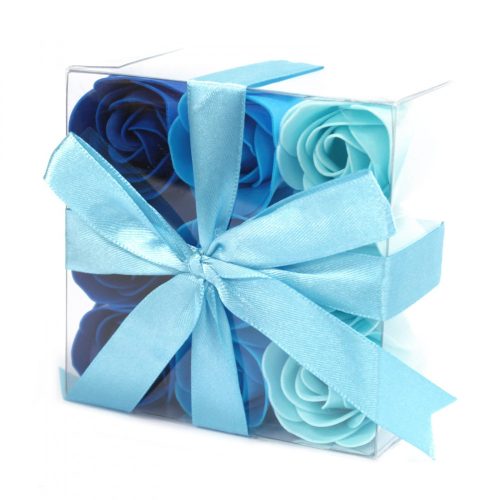 9 Stück Seifenblumen-Set - Blaue Hochzeitsrosen