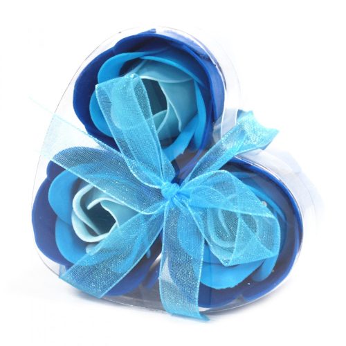 3 Stück Seifenblumenarrangement - Blaue Hochzeitsrosen