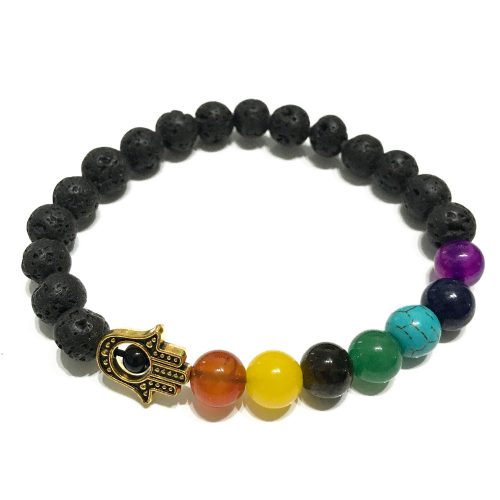 Lavastein-Armband – Hamsa-Chakra