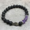 Lavastein-Armband – Amethyst und Fisch