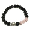Lavastein-Armband – Rosenquarz und Buddha