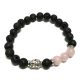 Lavastein-Armband – Rosenquarz und Buddha