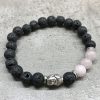 Lavastein-Armband – Rosenquarz und Buddha