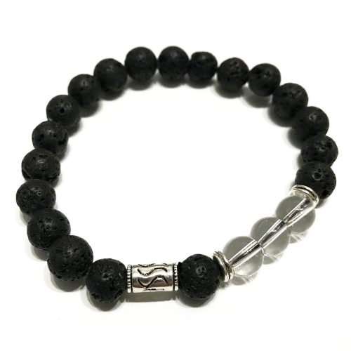 Lavastein-Armband – Bergkristall und Tribal