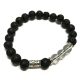 Lavastein-Armband – Bergkristall und Tribal